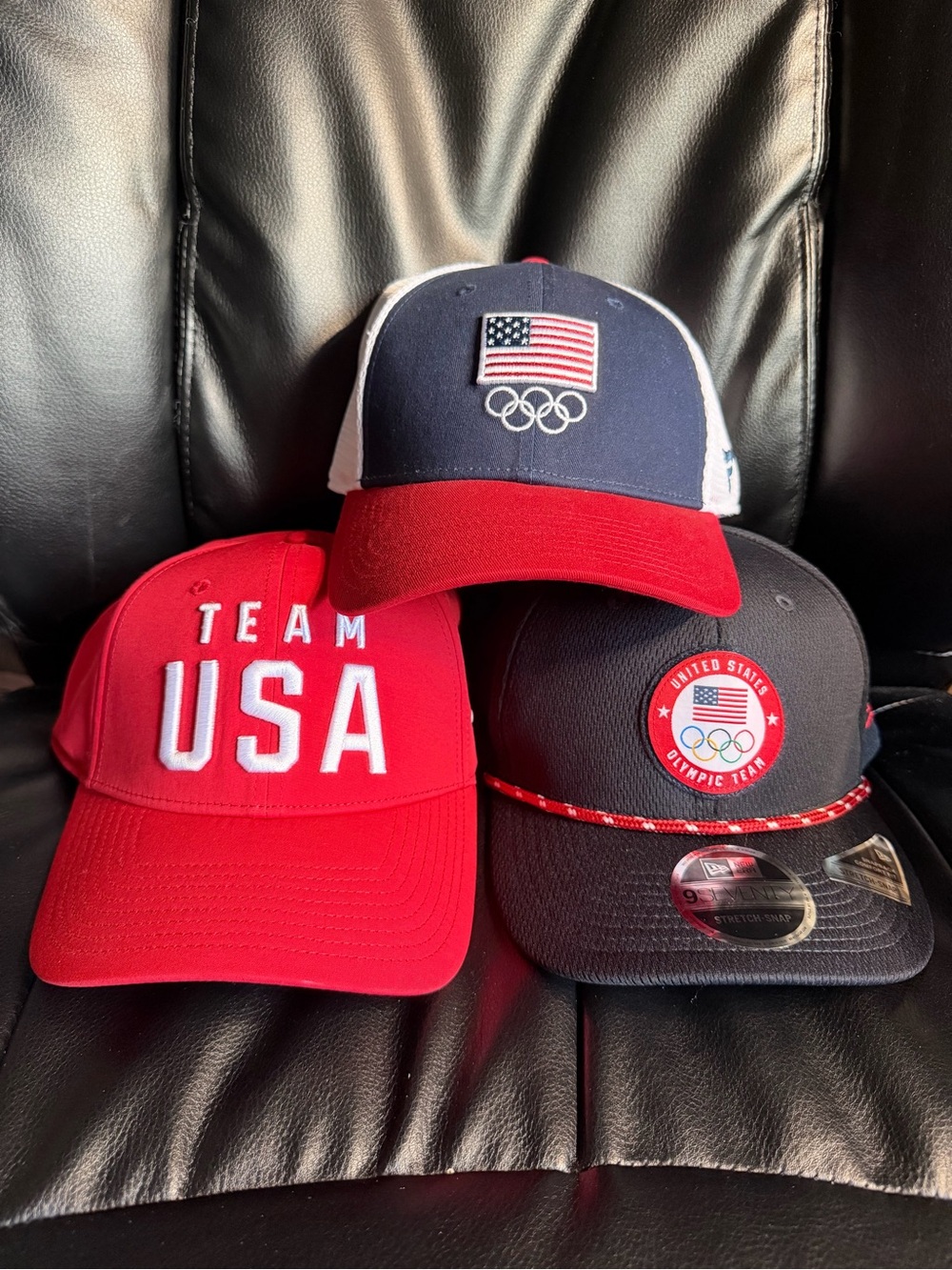 Three Team USA Hats Fanatics/New Era Adjustable One Size Fits Most Snapbacks